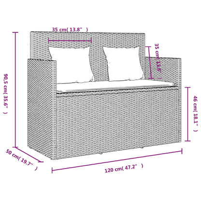 Panca Da Giardino Con Cuscini Beige In Polyrattan