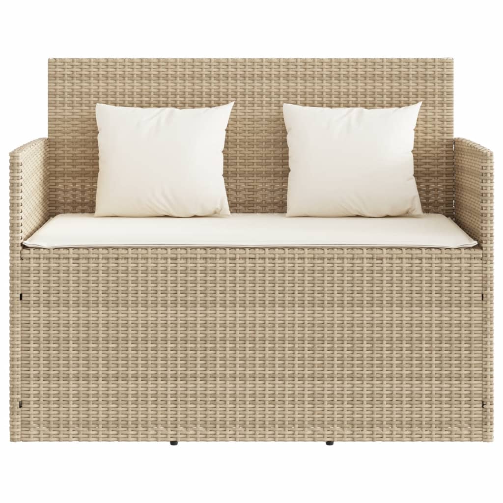 Panca Da Giardino Con Cuscini Beige In Polyrattan