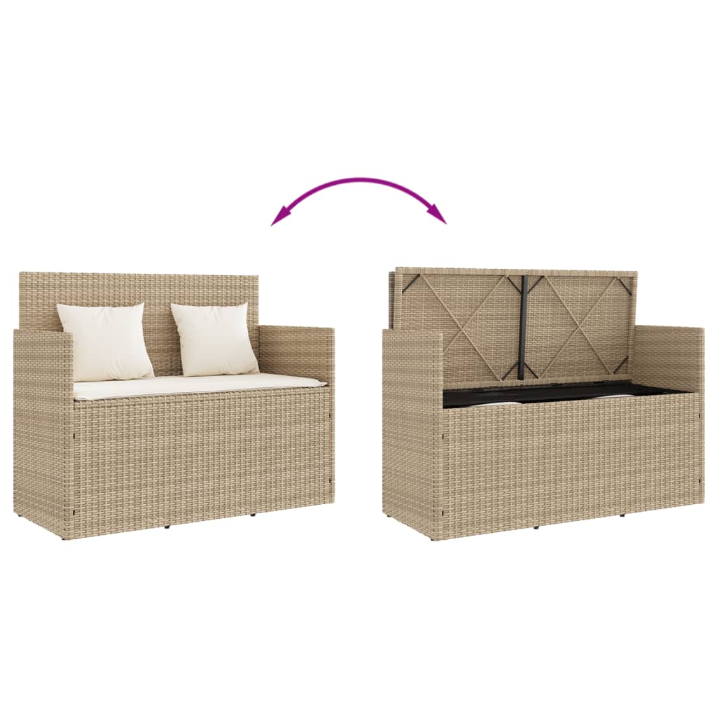 Panca Da Giardino Con Cuscini Beige In Polyrattan