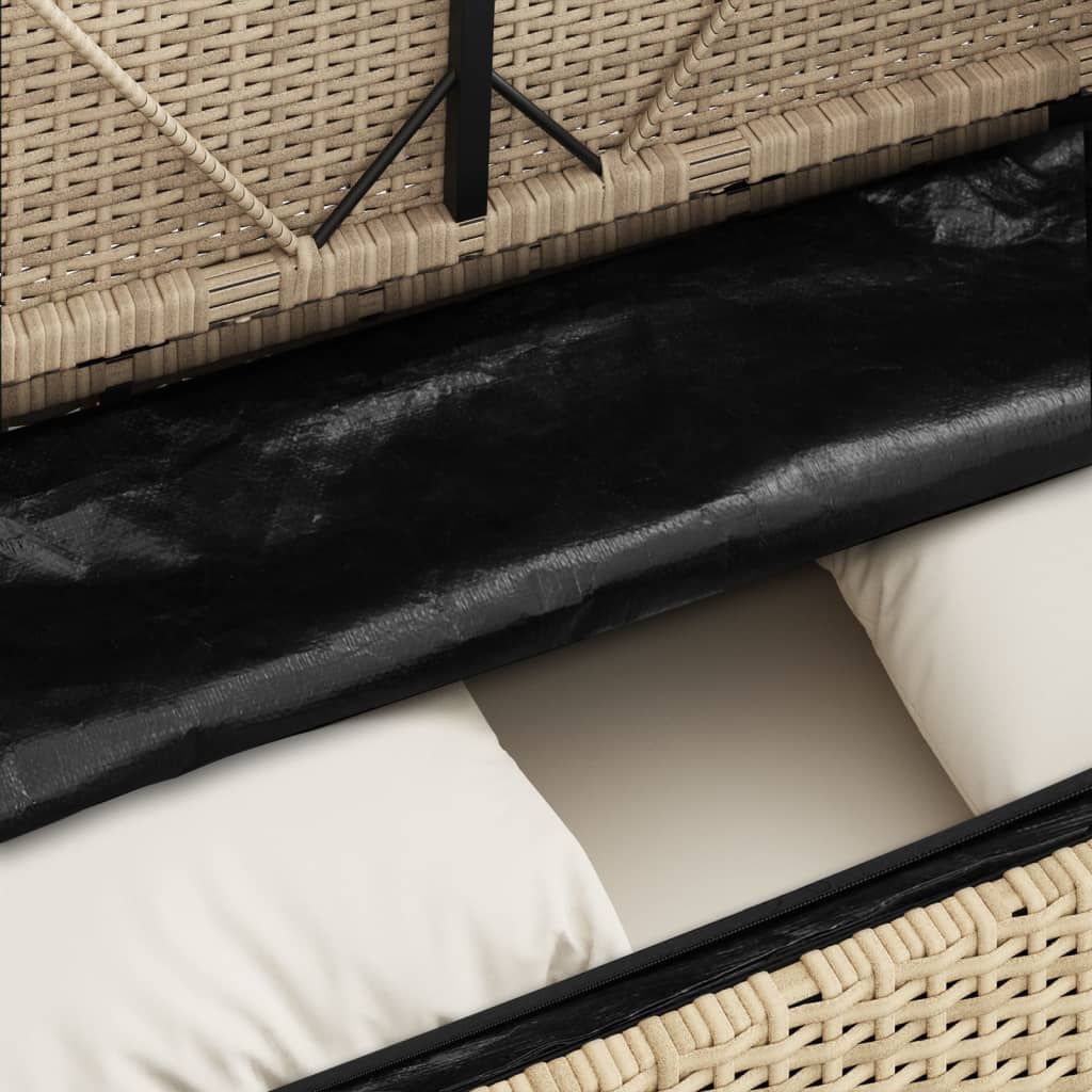 Panca Da Giardino Con Cuscini Beige In Polyrattan