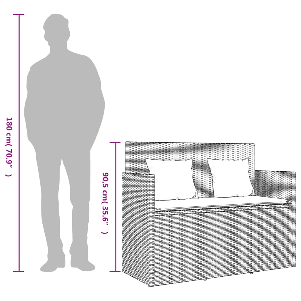 Panca Da Giardino Con Cuscini Beige In Polyrattan