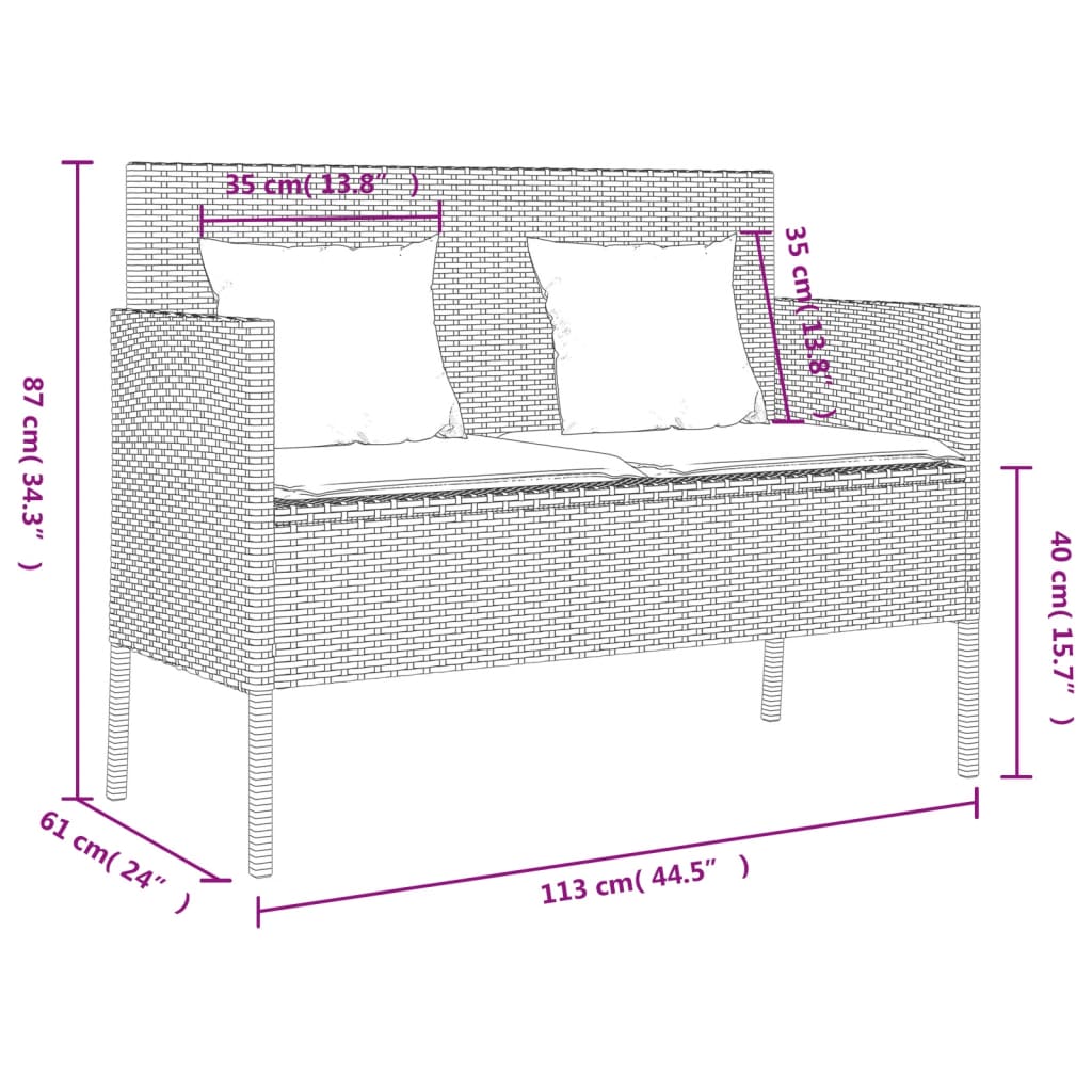 Panca Da Giardino Con Cuscini In Polyrattan