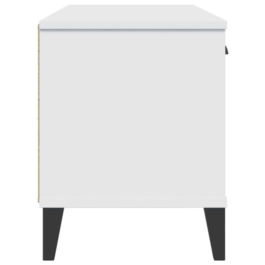 Panca Portascarpe Viken Bianca 106X35X45 Cm Legno Massello Pino