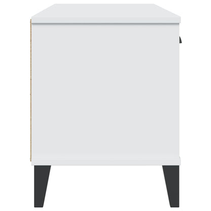 Panca Portascarpe Viken Bianca 106X35X45 Cm Legno Massello Pino
