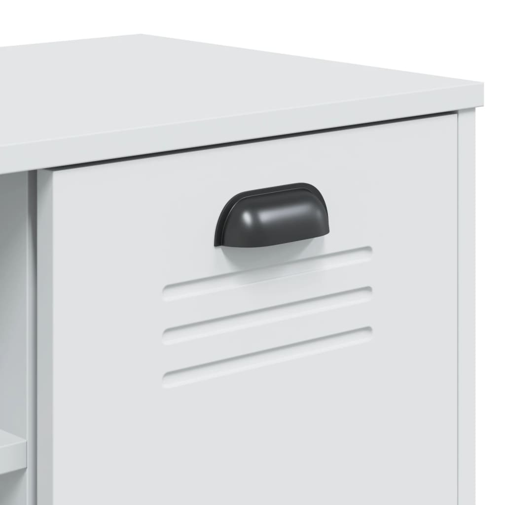 Panca Portascarpe Viken Bianca 106X35X45 Cm Legno Massello Pino