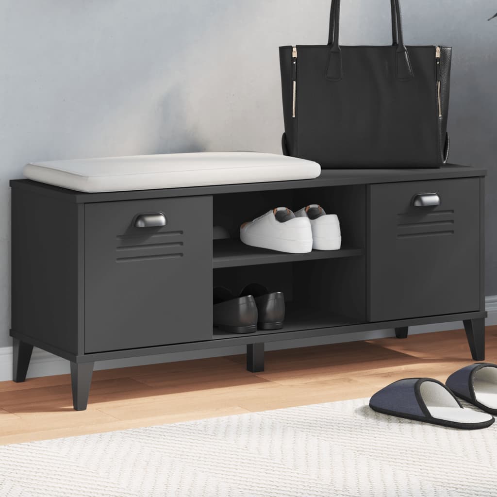 Panca Portascarpe Viken Bianca 106X35X45 Cm Legno Massello Pino