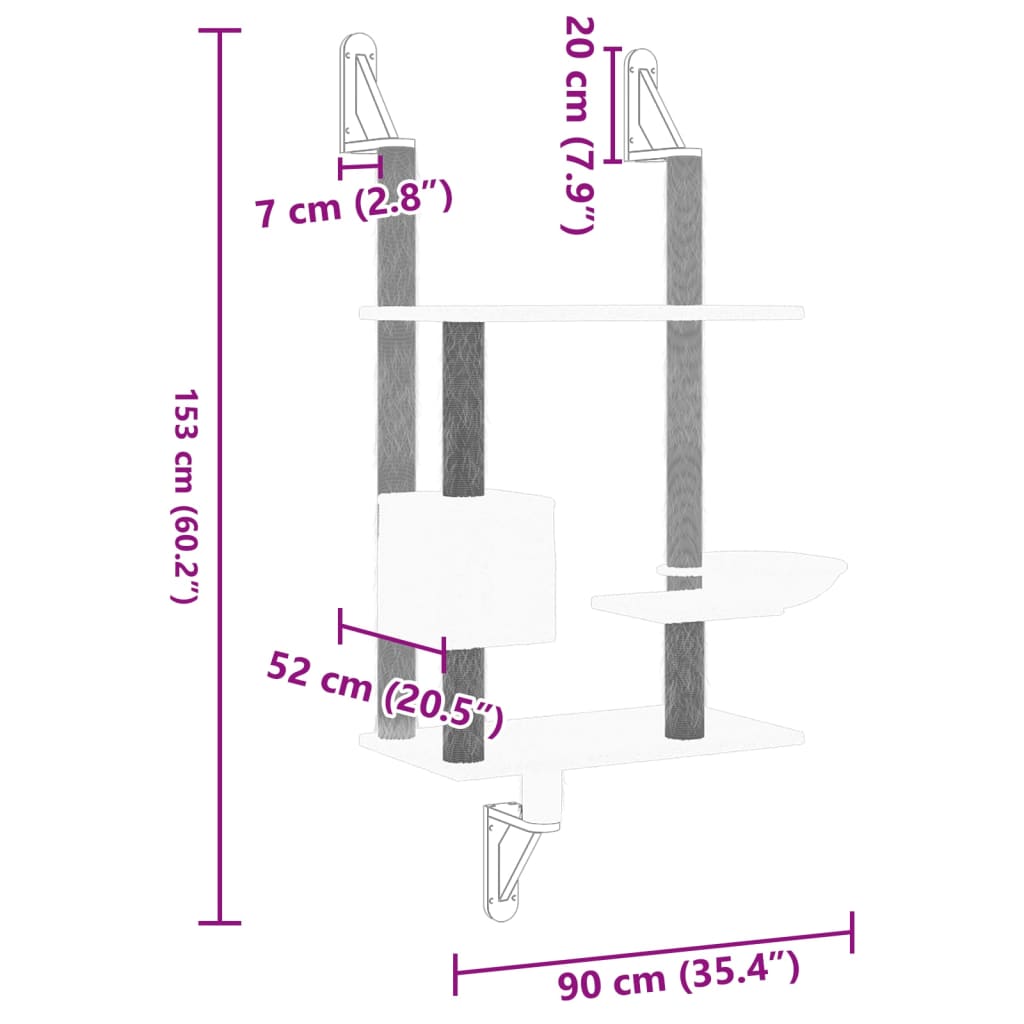 Albero Per Gatti Con Tiragraffi A Parete 153 Cm