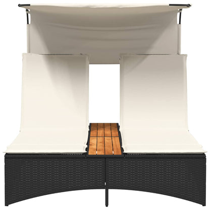 Lettino Prendisole Doppio Baldacchino E Cuscini Polyrattan