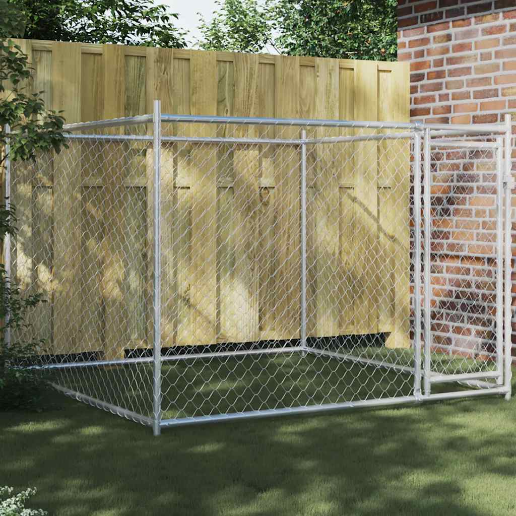 Gabbia Per Cani Con Porte Grigia 12X2X1,5 M In Acciaio Zincato