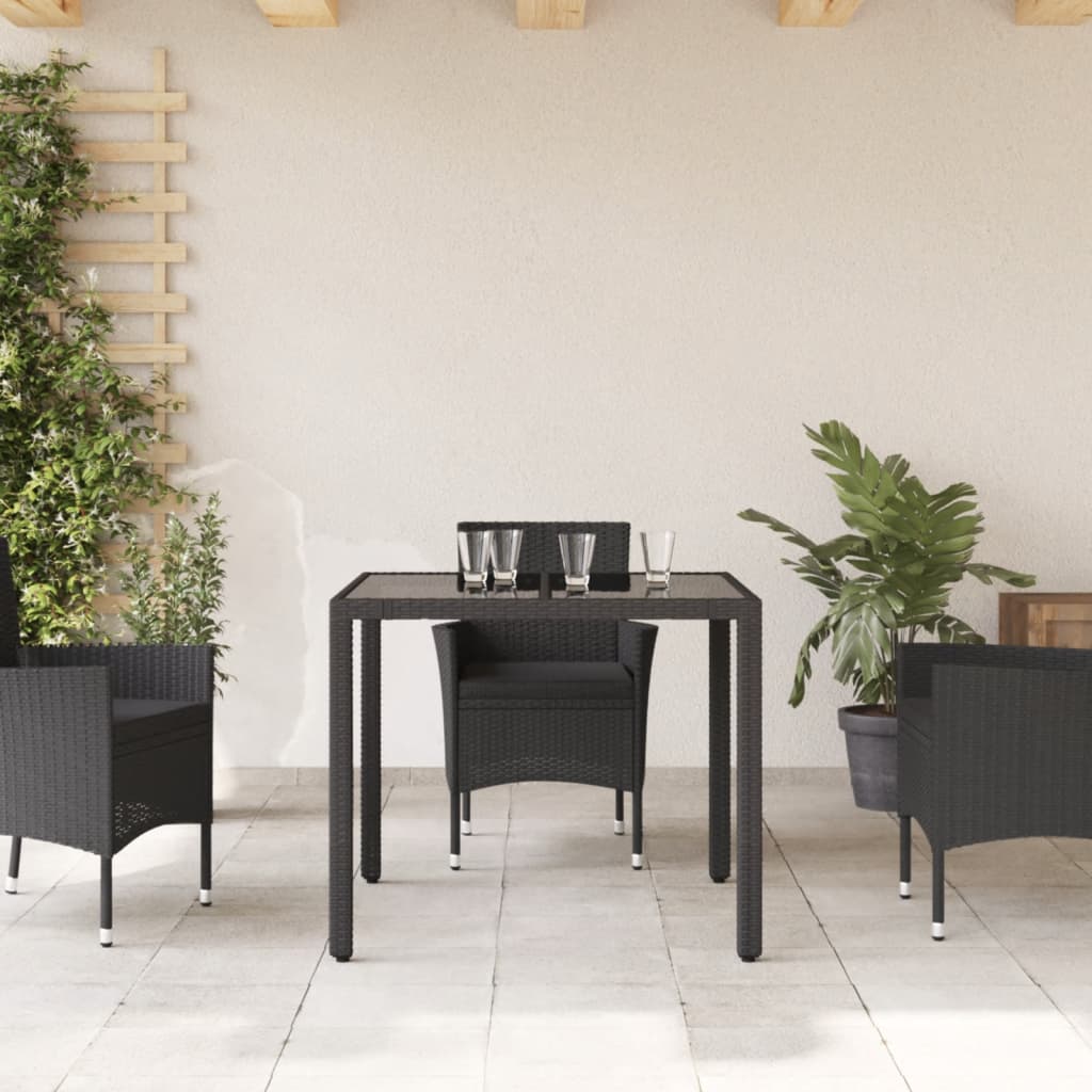Tavolo Da Giardino Piano In Polyrattan Nero