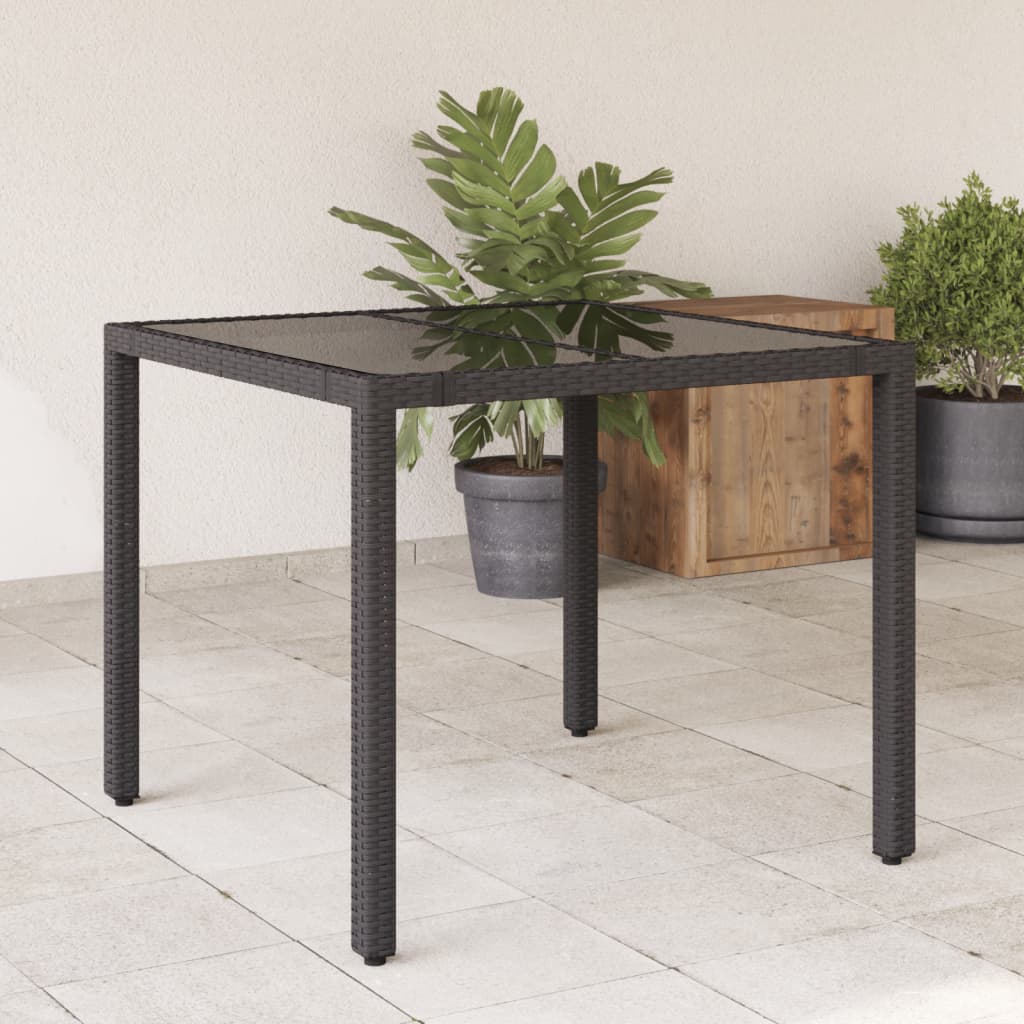 Tavolo Da Giardino Piano In Polyrattan Nero