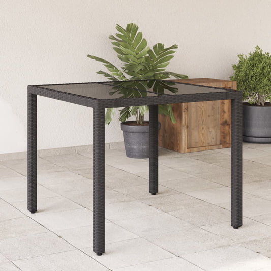 Tavolo Da Giardino Piano In Polyrattan Nero