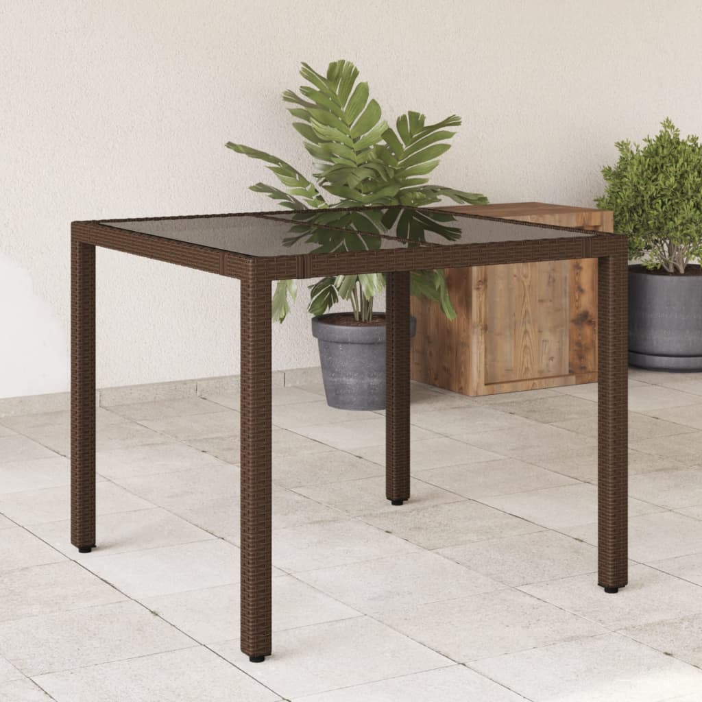 Tavolo Giardino Piano In Polyrattan Marrone