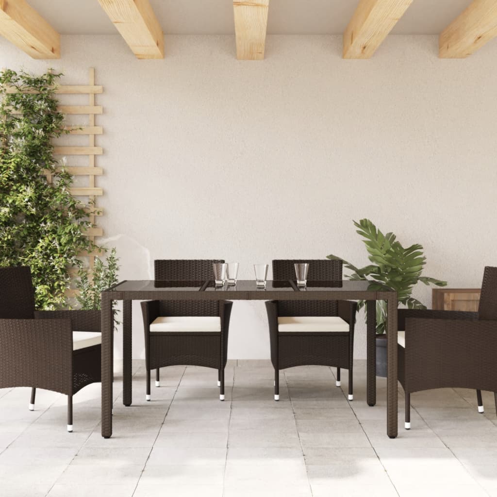 Tavolo Giardino Piano In Polyrattan Marrone