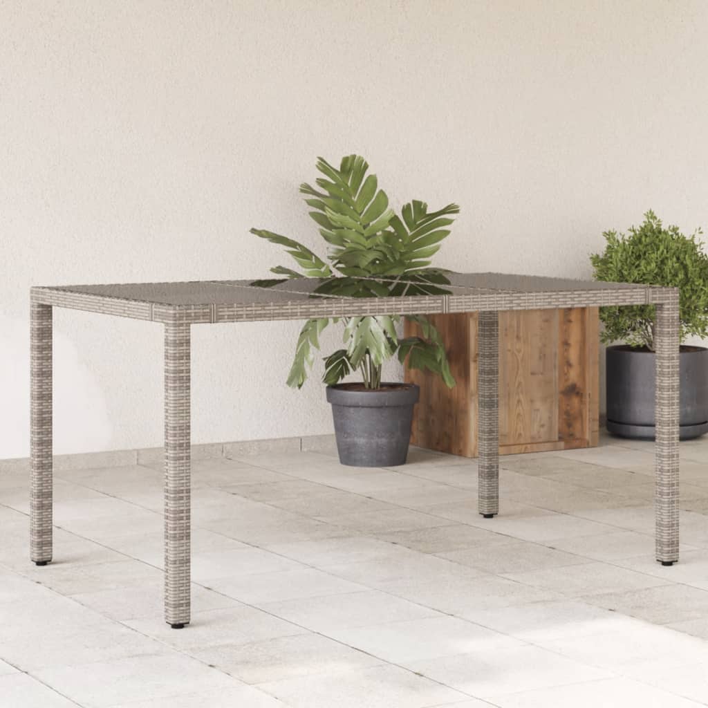 Tavolo Giardino Piano Legno Polyrattan E Massello Acacia Grigio
