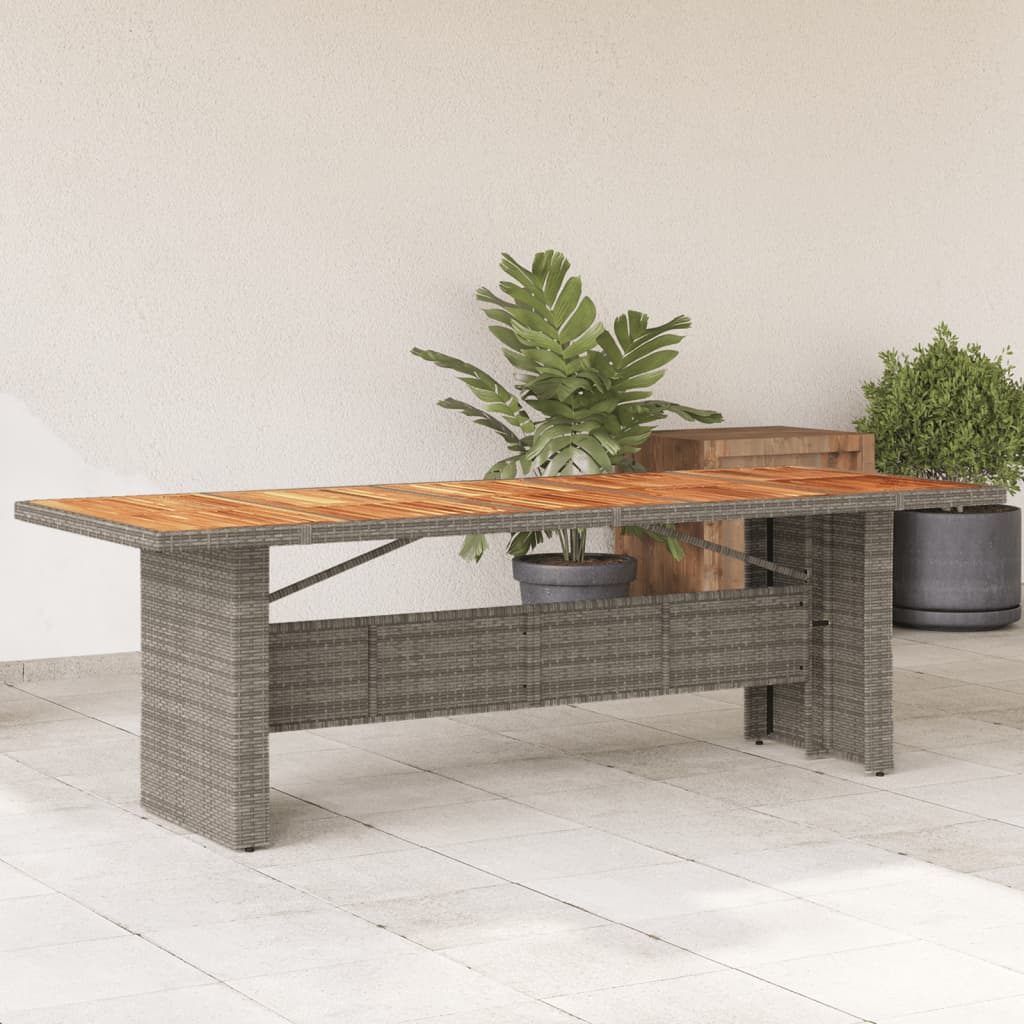 Tavolo Giardino Piano Legno Polyrattan E Massello Acacia Grigio