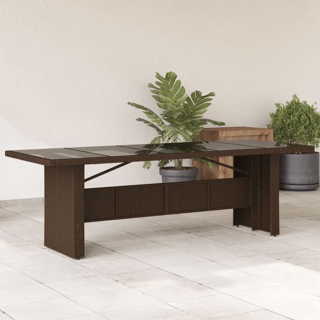 Tavolo Giardino Piano In Polyrattan Marrone