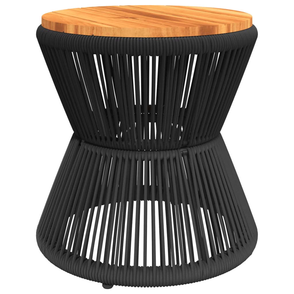 Tavolino Base In Filo Metallico Nero Ø 45X44 Cm Massello Acacia Impregnato Naturale