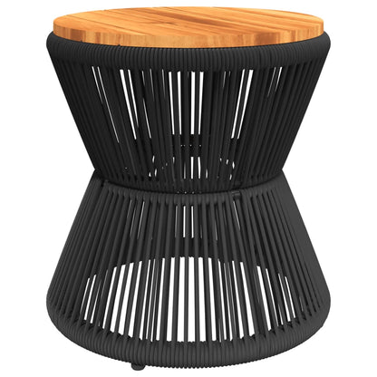 Tavolino Base In Filo Metallico Nero Ø 45X44 Cm Massello Acacia Impregnato Naturale