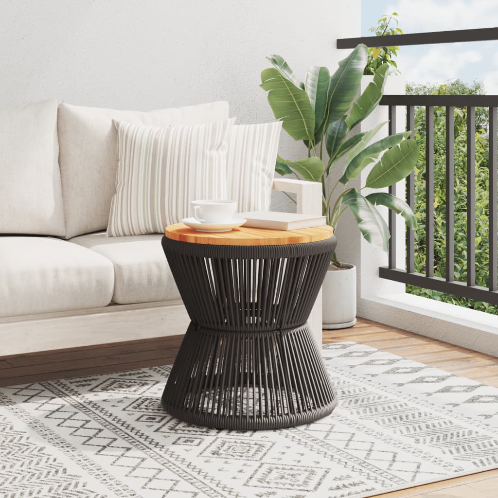 Tavolino Base In Filo Metallico Nero Ø 45X44 Cm Massello Acacia Impregnato Naturale