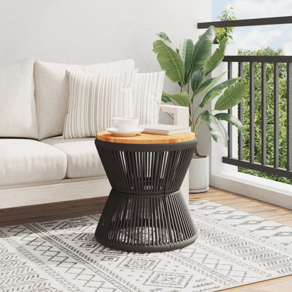 Tavolino Base In Filo Metallico Nero Ø 45X44 Cm Massello Acacia Impregnato Naturale