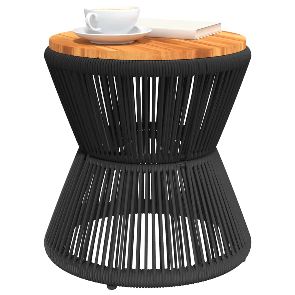 Tavolino Base In Filo Metallico Nero Ø 45X44 Cm Massello Acacia Impregnato Naturale