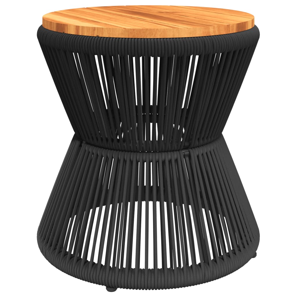 Tavolino Base In Filo Metallico Nero Ø 45X44 Cm Massello Acacia Impregnato Naturale