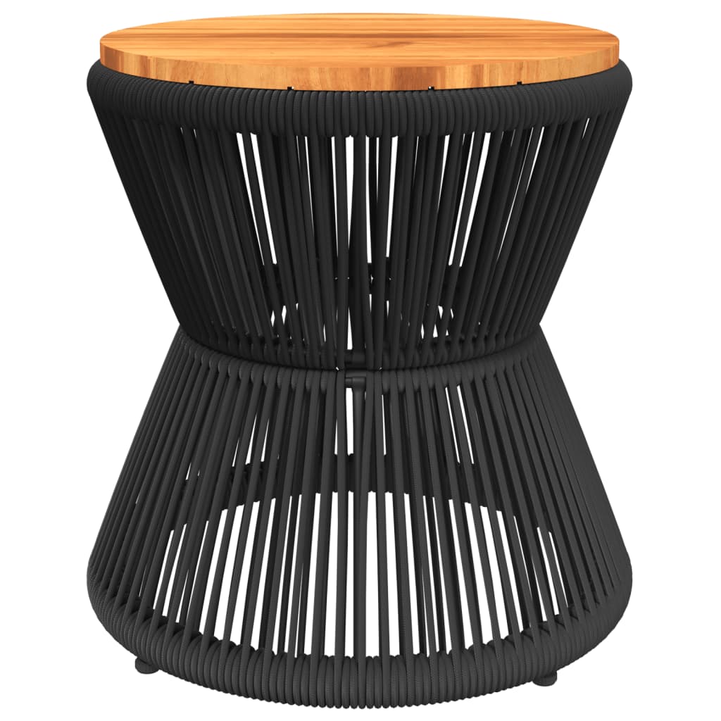Tavolino Base In Filo Metallico Nero Ø 45X44 Cm Massello Acacia Impregnato Naturale