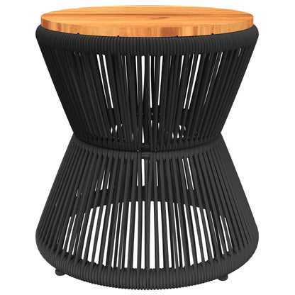 Tavolino Base In Filo Metallico Nero Ø 45X44 Cm Massello Acacia Impregnato Naturale