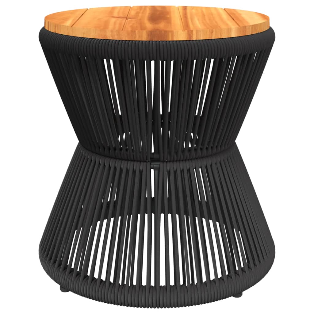 Tavolino Base In Filo Metallico Nero Ø 45X44 Cm Massello Acacia Impregnato Naturale