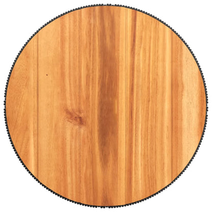 Tavolino Base In Filo Metallico Nero Ø 45X44 Cm Massello Acacia Impregnato Naturale