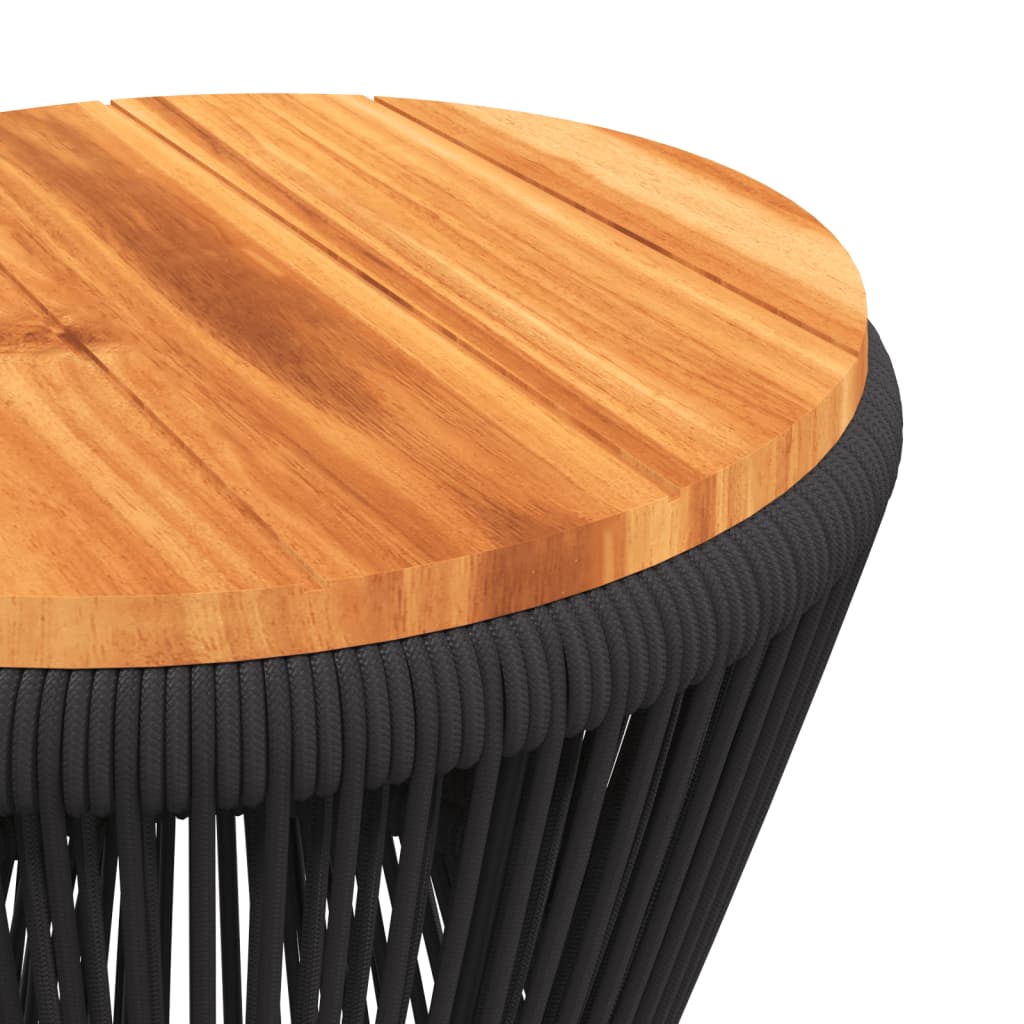 Tavolino Base In Filo Metallico Nero Ø 45X44 Cm Massello Acacia Impregnato Naturale