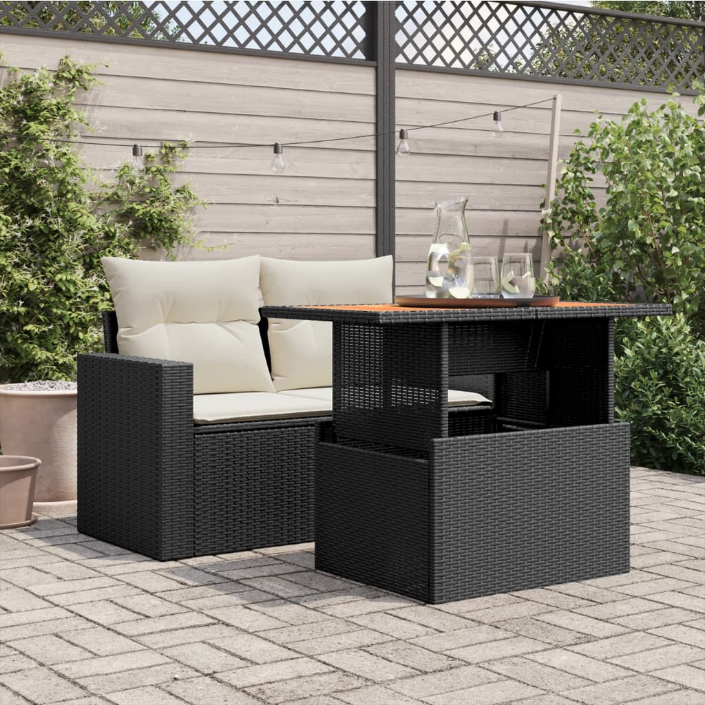 Tavolo Da Giardino 100X55X73 Cm Polyrattan E Acacia