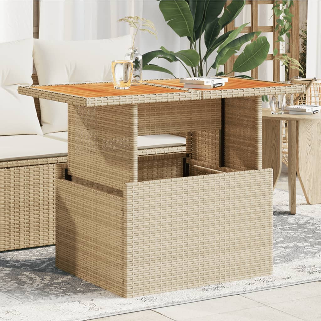 Tavolo Da Giardino 100X55X73 Cm Polyrattan E Acacia