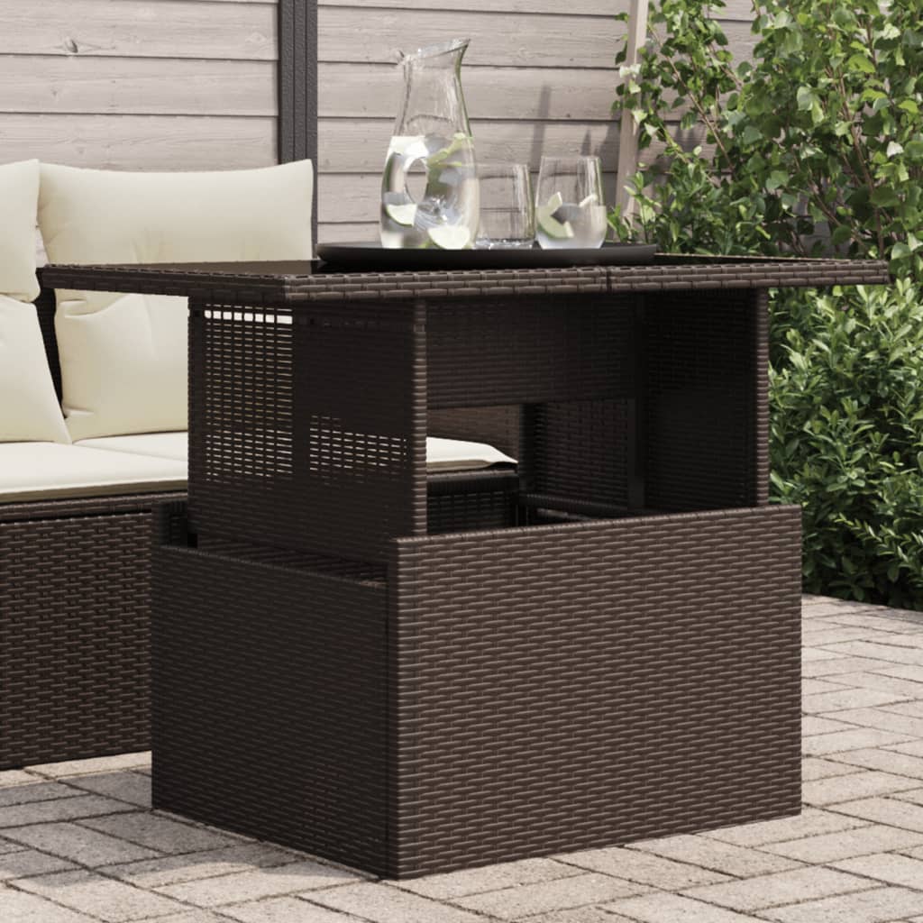 Tavolo Da Giardino 100X55X73 Cm Polyrattan E Acacia
