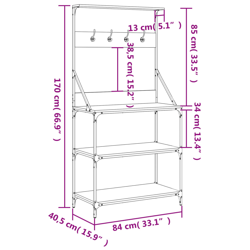 Scaffale Cucina Ganci 4 Ripiani Legno Multistrato