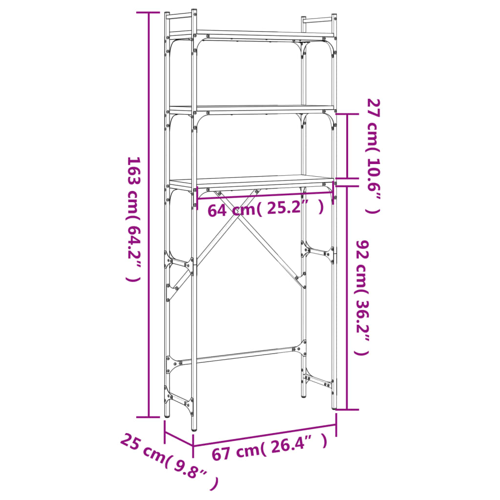 Scaffale Per Lavatrice 67X25X163 Cm Multistrato