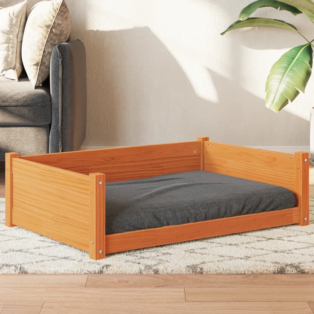 Cuccia Per Cani Bianca 95,5X65,5X28Cm In Legno Massello Di Pino