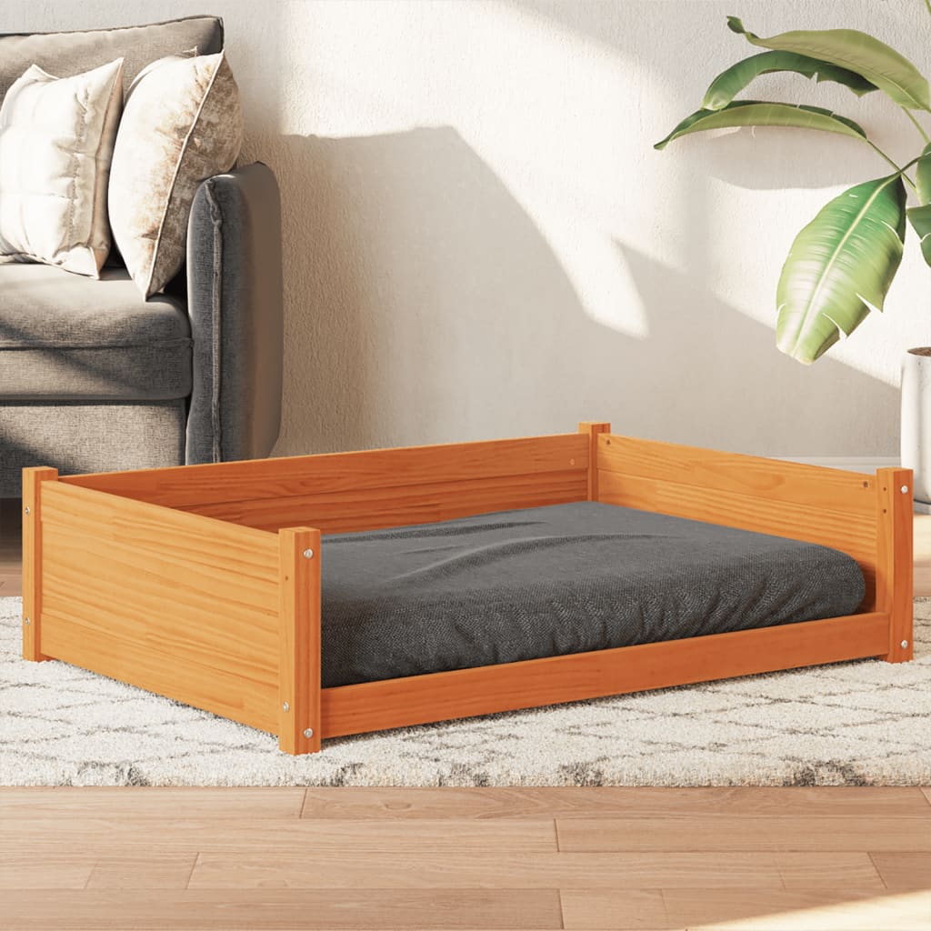 Cuccia Per Cani Bianca 95,5X65,5X28Cm In Legno Massello Di Pino