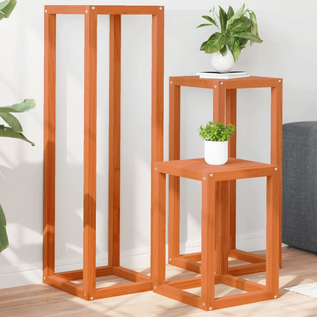 Set Supporti Per Piante 3 Pz In Legno Massello Di Pino