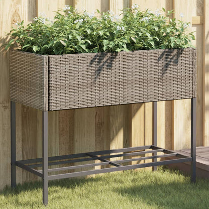 Fioriera Da Giardino Con Ripiano Nera In Polyrattan