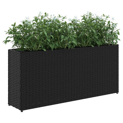 Fioriere Da Giardino Con 2 Vasi Nere 90X20X40 Cm In Polyrattan