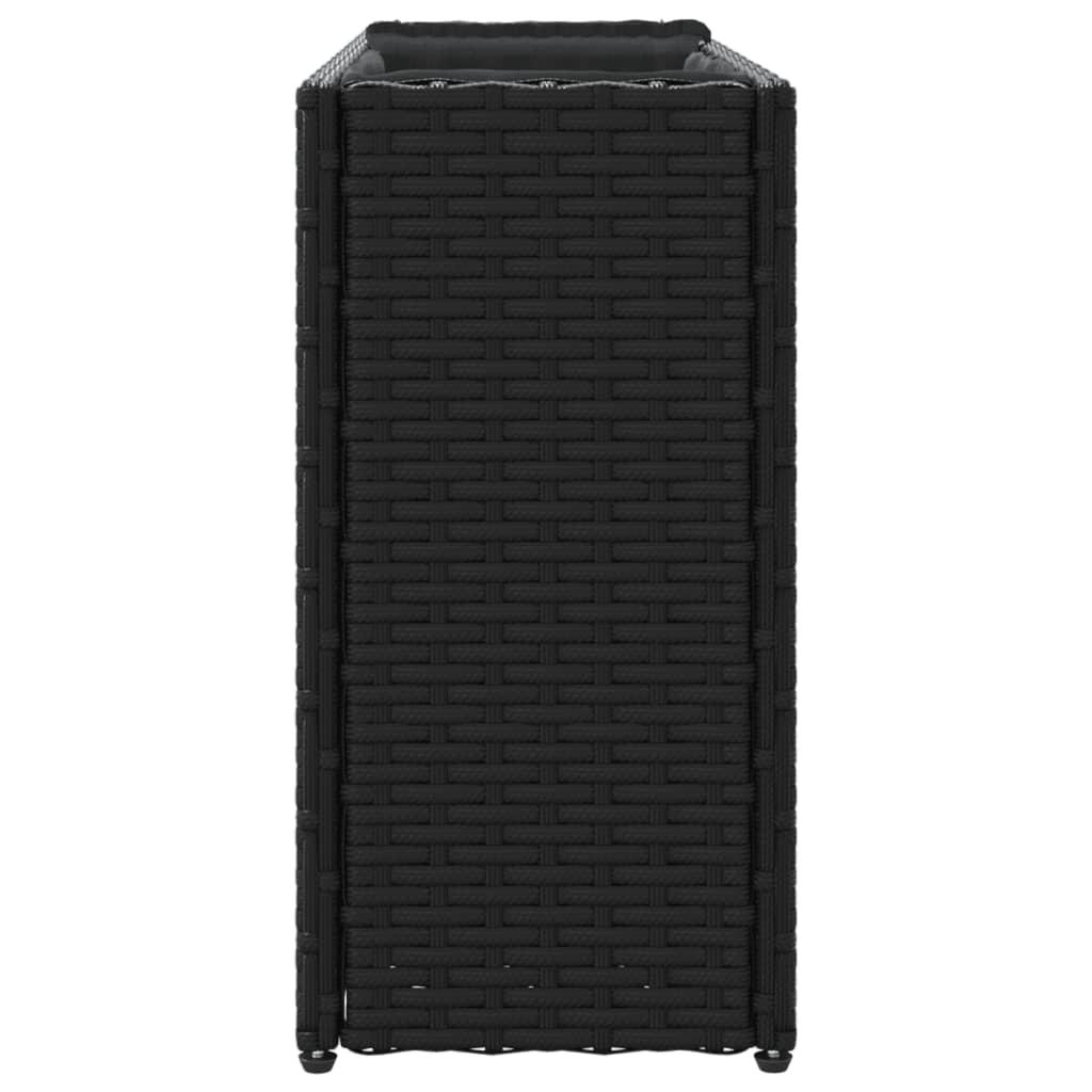 Fioriere Da Giardino Con 2 Vasi Nere 90X20X40 Cm In Polyrattan