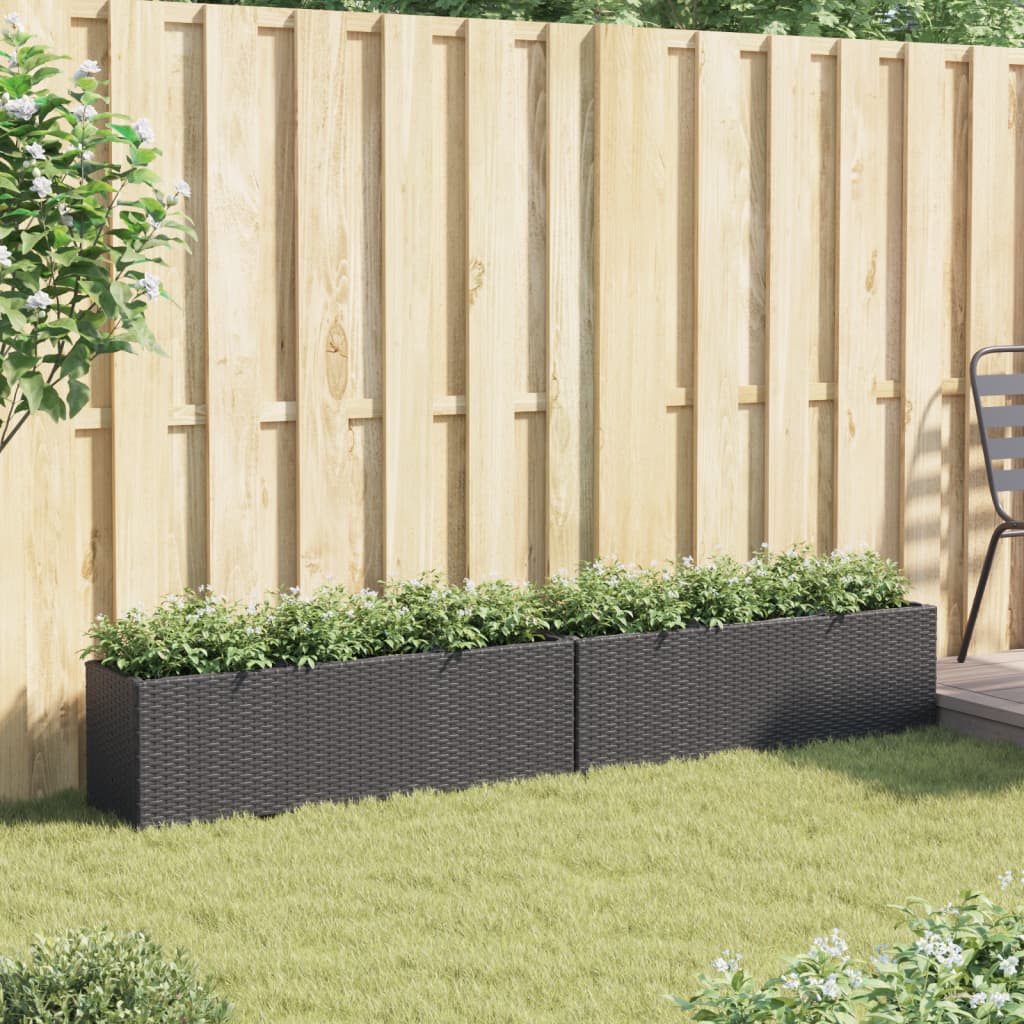 Fioriere Da Giardino Con 3 Vasi Nere In Polyrattan