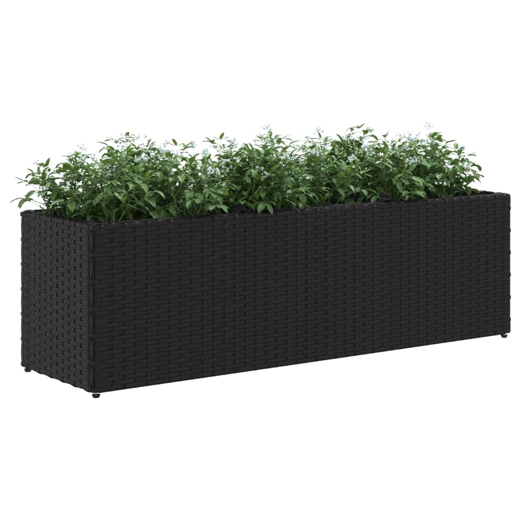 Fioriere Da Giardino Con 3 Vasi Nere In Polyrattan