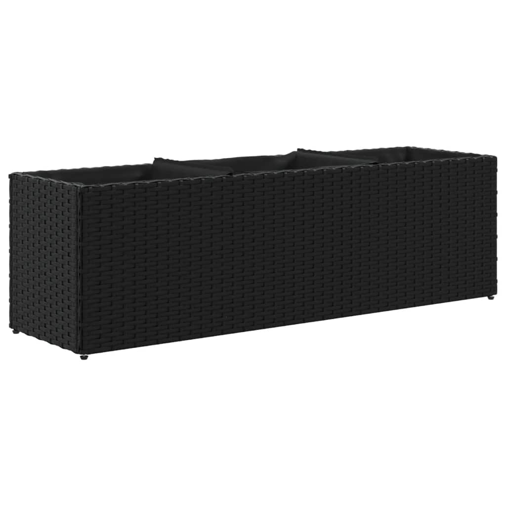 Fioriere Da Giardino Con 3 Vasi Nere In Polyrattan