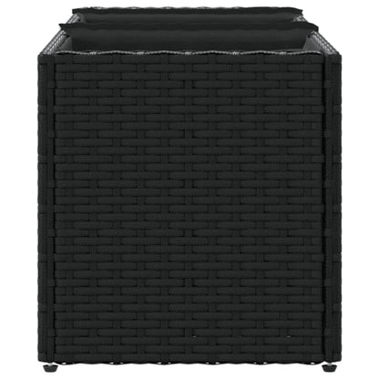 Fioriere Da Giardino Con 3 Vasi Nere In Polyrattan