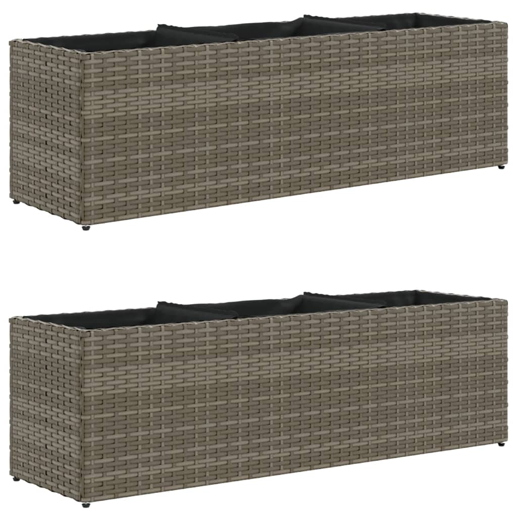 Fioriere Da Giardino Con 3 Vasi Grigie Polyrattan