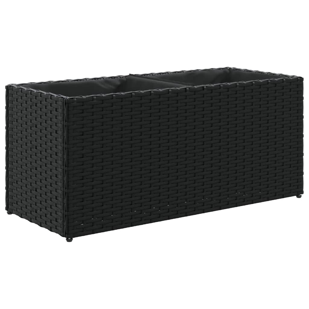 Fioriere Da Giardino Con 2 Vasi Nere In Polyrattan