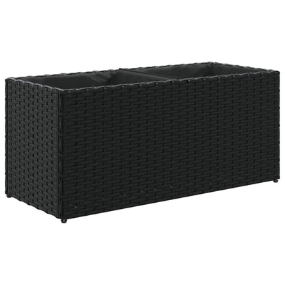 Fioriere Da Giardino Con 2 Vasi Nere In Polyrattan